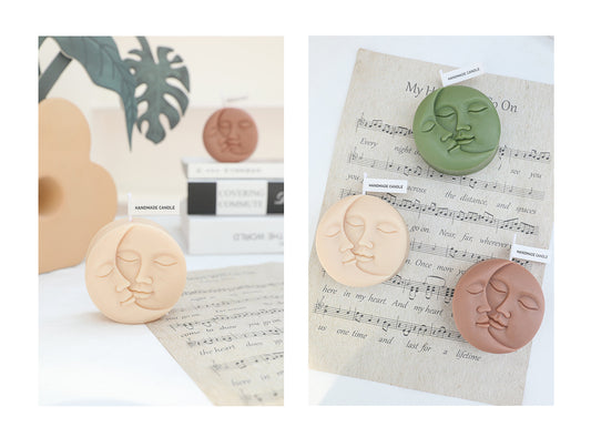 1pc Creative Moon Sun Face Candle ,Scented Candle
