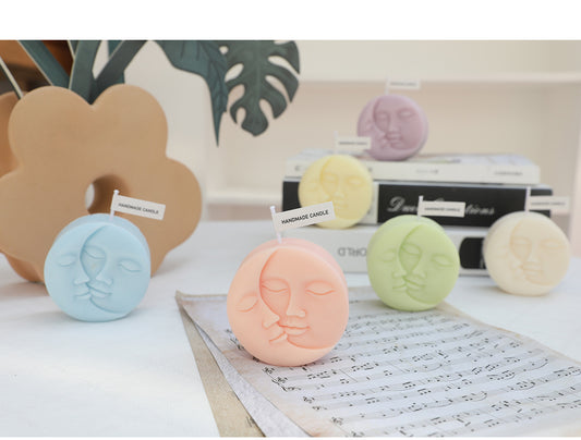 1pc Creative Moon Sun Face Candle ,Scented Candle