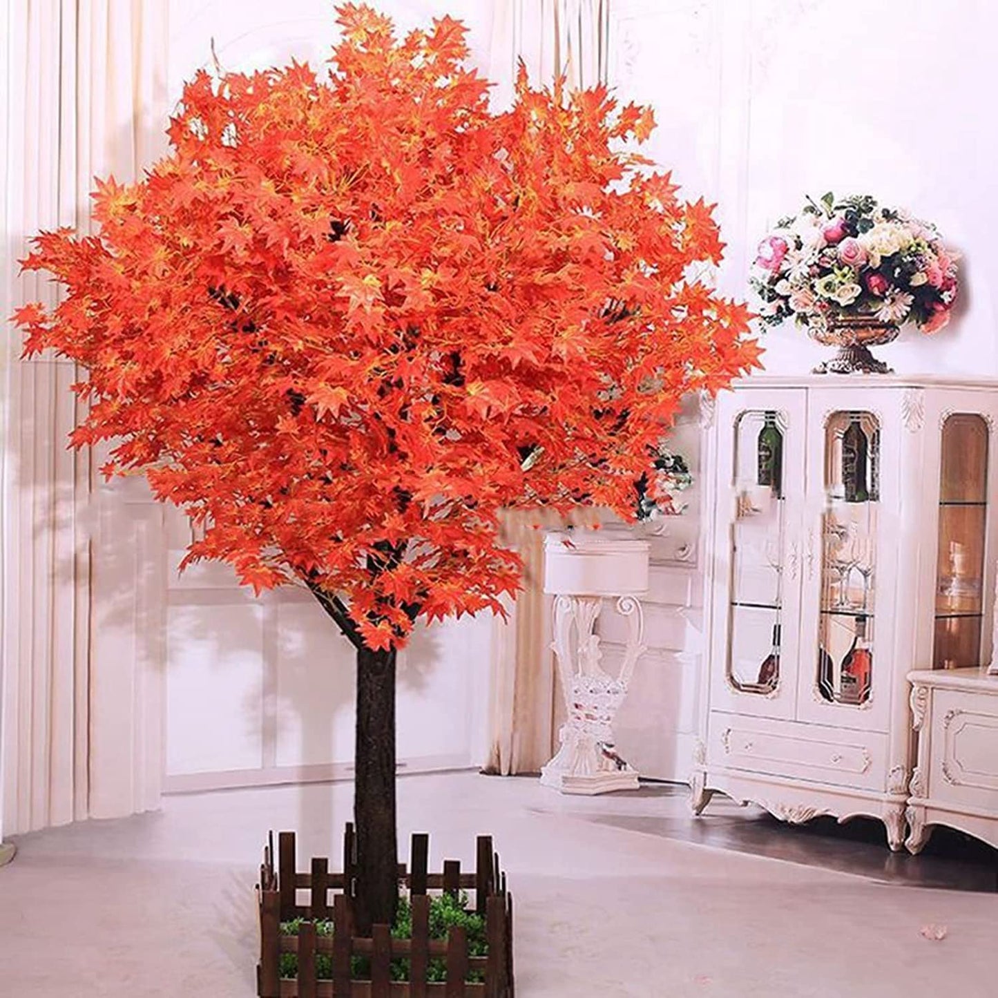Luxury Artificial Red Maple Tree for Indoor Decor – Lifelike Fall Foliage Tree for Hotels, Offices & Events