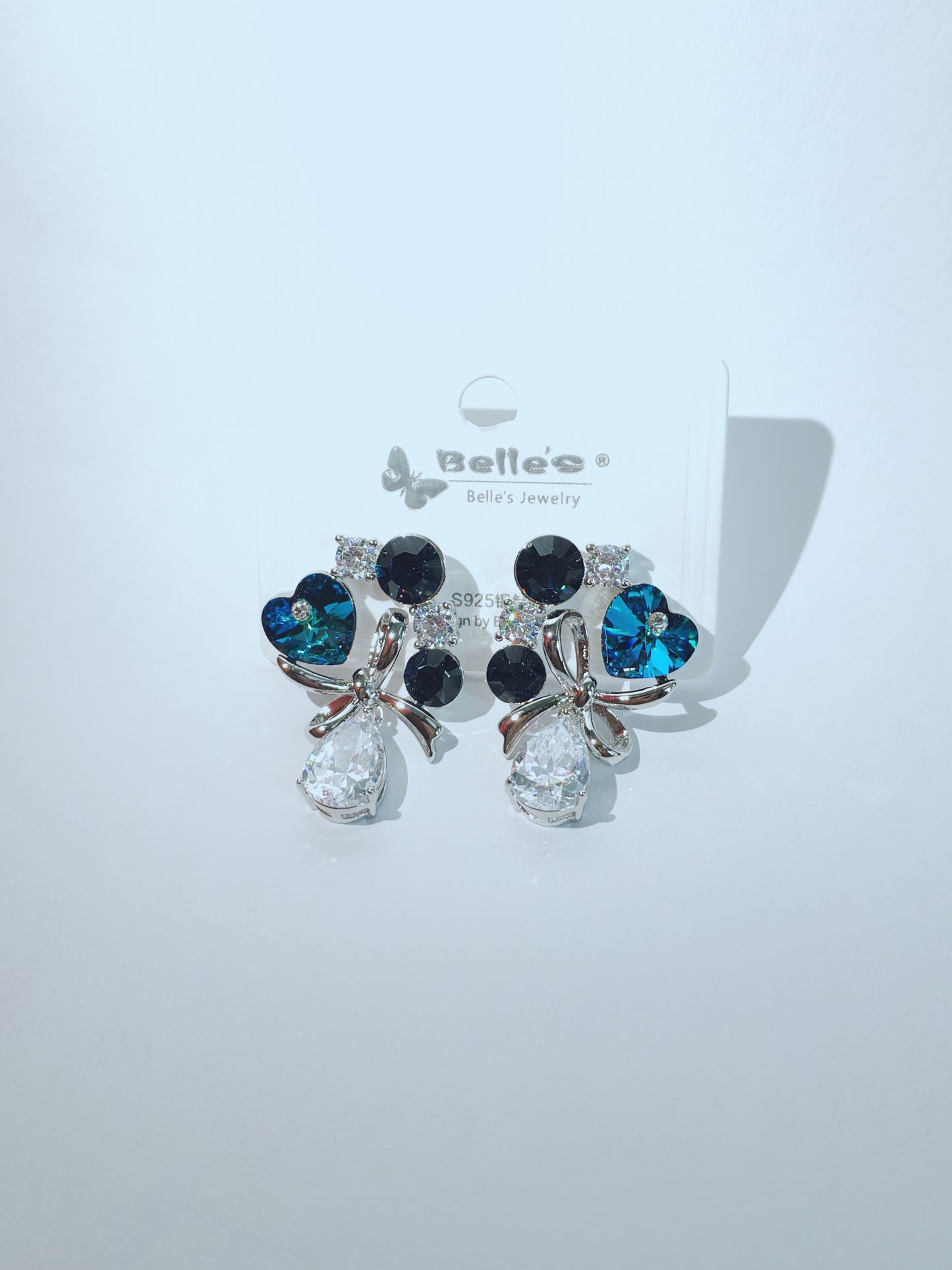 Pat Pend Alfred Philippe, Sapphire Blue & Clear Earrings S.925