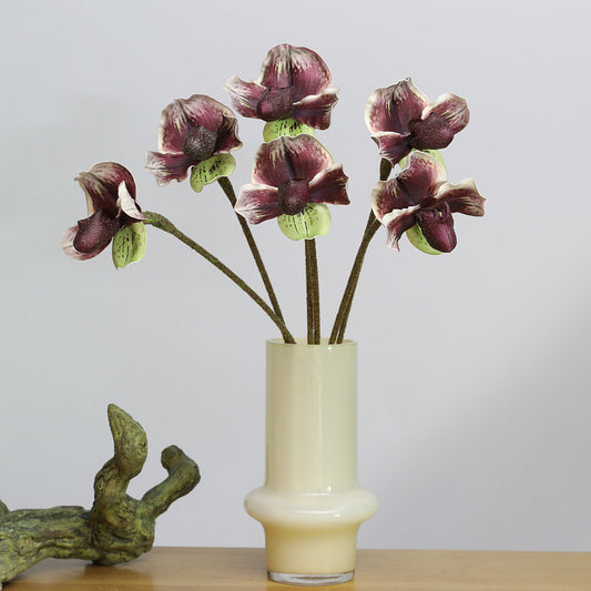 Artificial Single-stem Paphiopedilum, Slipper Orchid