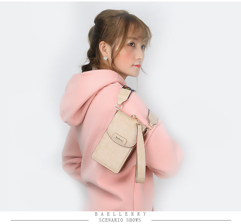 BAELLERRY N8608 PU Leather Crossbody Bag Magnetic Button Large Capacity Women Shoulder Pouch