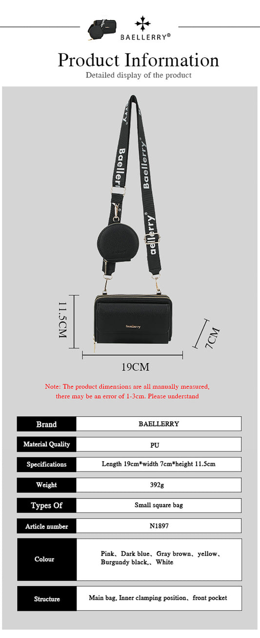 Baellerry  PU Leather multifunctional Bag, woman Handbags ,cross body lady Phone  and cash single shoulder  purse ou