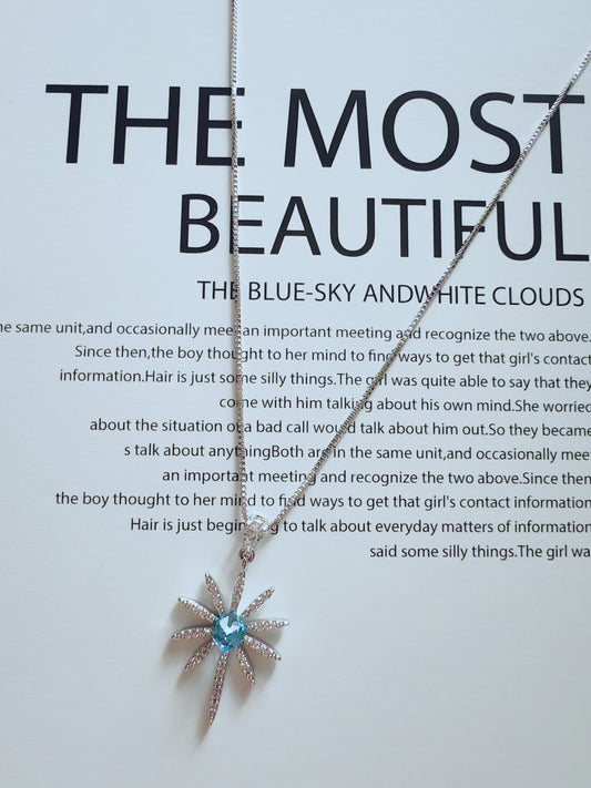 Blue Radiance Starburst Pendant Necklace