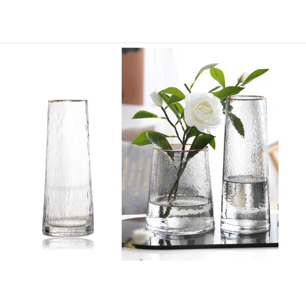 Cone Shaped Glass Vase Patterned