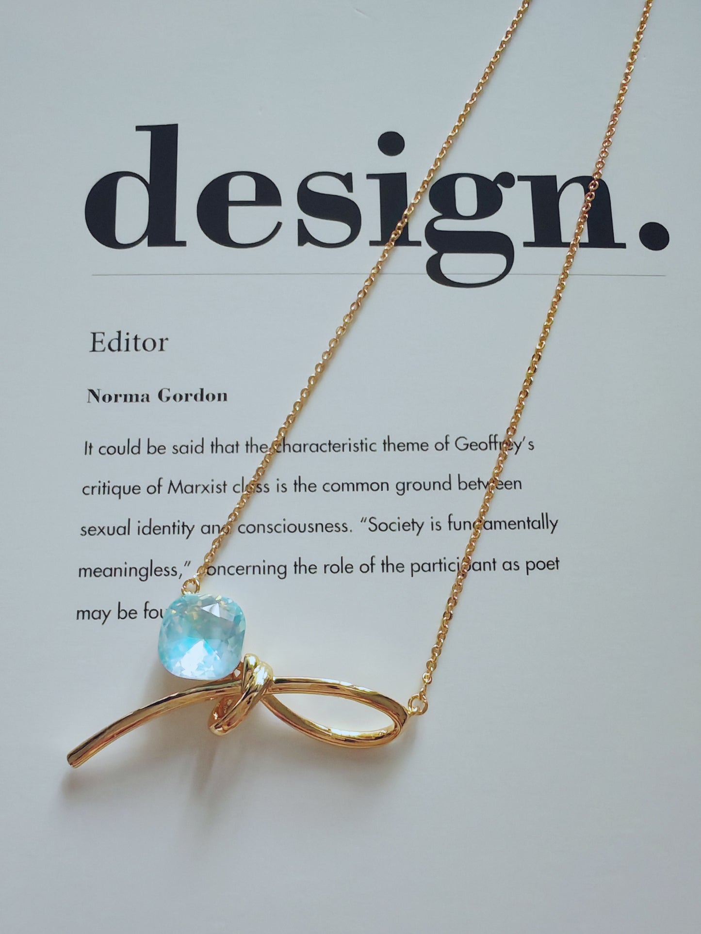 Elegant Aqua Crystal Bow-Knot Jewelry Set (Necklace & Earrings)