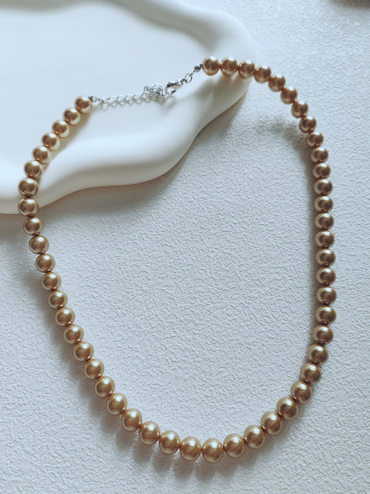 Golden Elegance Faux Pearl Necklace