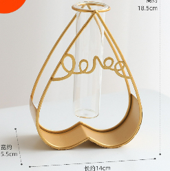 Gold Vase for Home Decor,Cute Glass Flower Vase