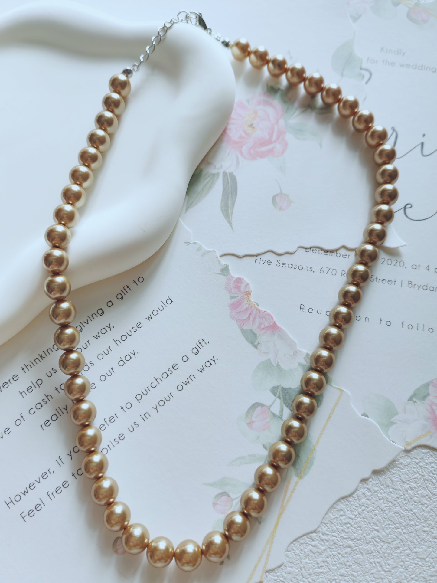 Golden Elegance Faux Pearl Necklace