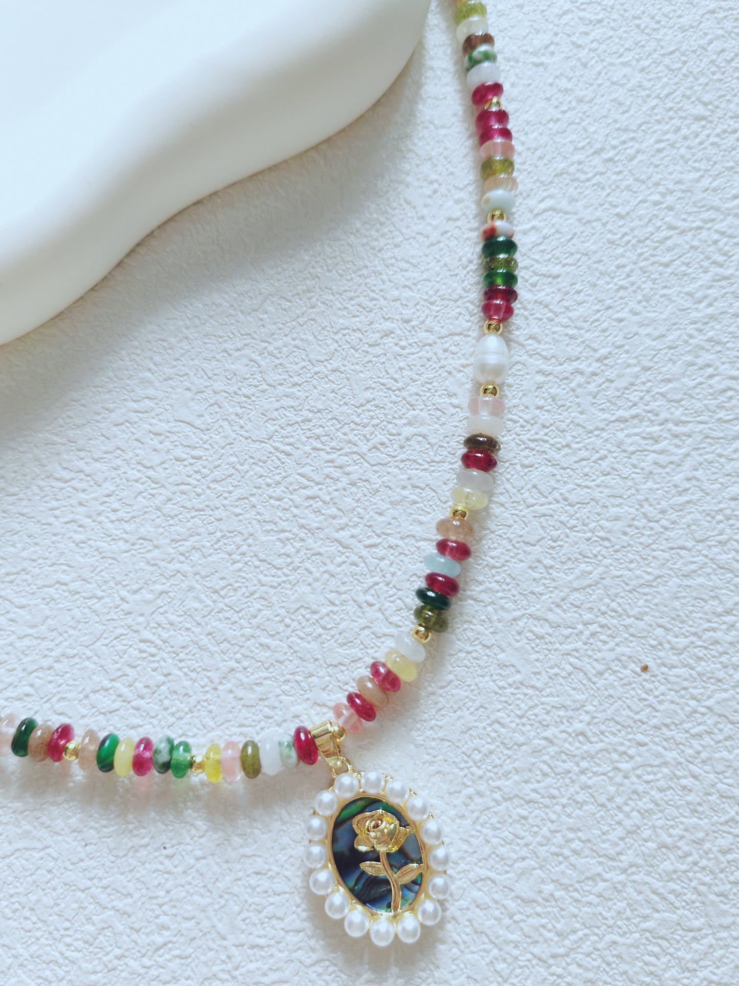 Multicolor Gemstone Beaded Necklace with Enamel Owl Pendant – Handmade Boho Jewelry