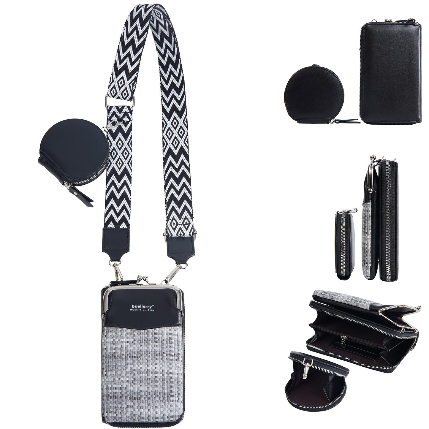 Baellerry PU Leather multifunctional Bag, woman Handbags ,cross body lady Phone and cash single shoulder purse