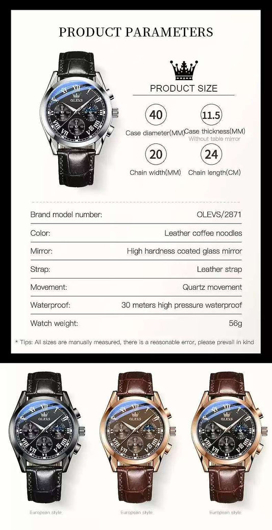 OLEVS 2872 Classic Leather Quartz Watch