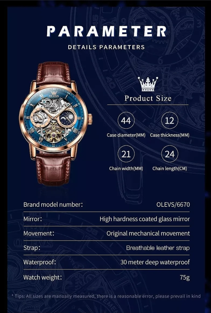 OLEVS Watch 6670 Fully Automatic Mechanical Movement