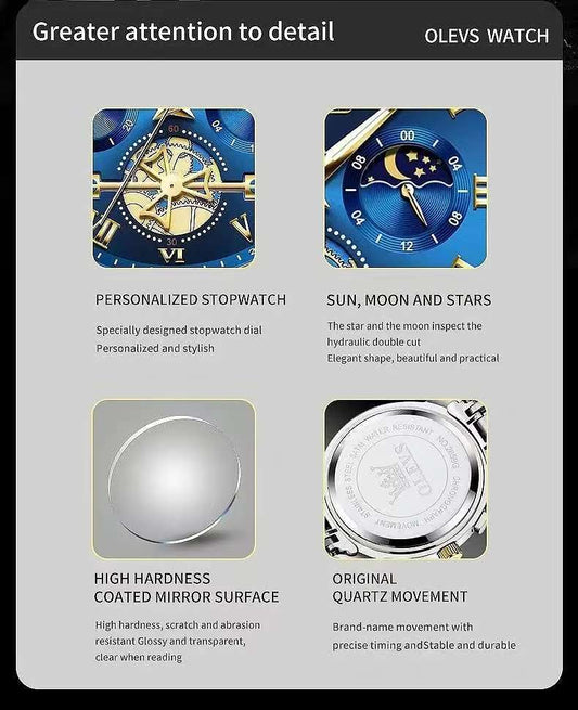 Olevs Watch 2859 Luxury Business  Chronograph