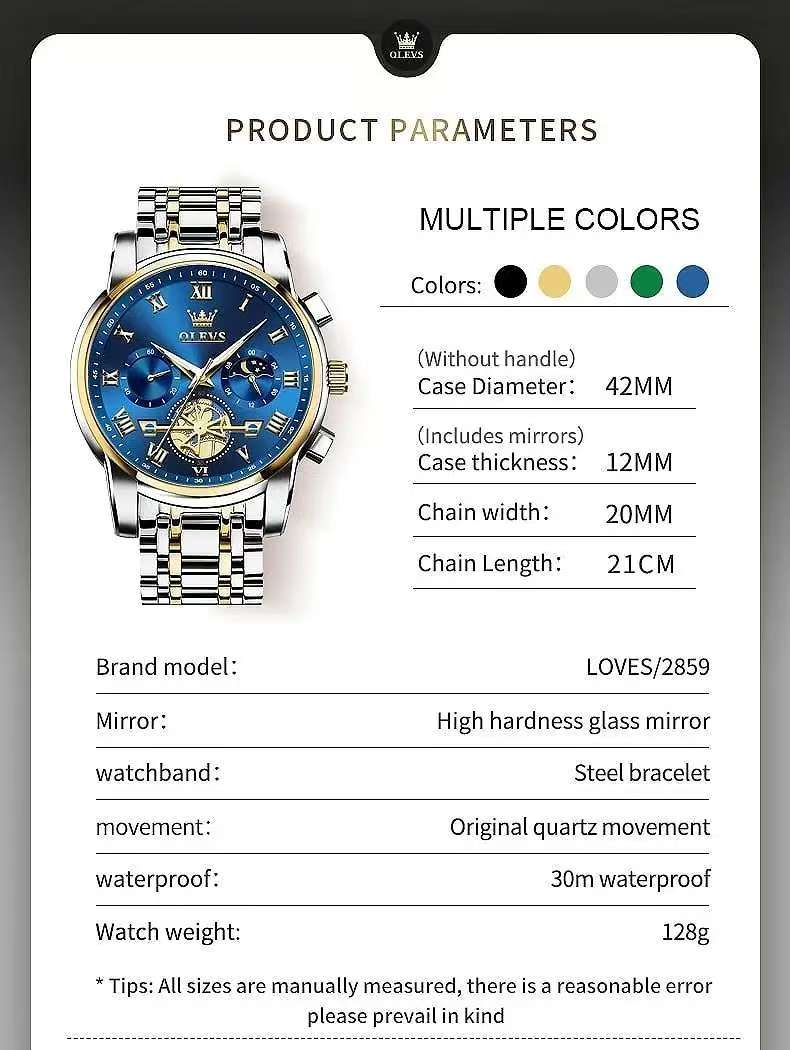 Olevs Watch 2859 Luxury Business Chronograph