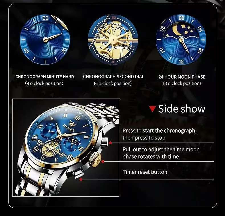 Olevs Watch 2859 Luxury Business Chronograph