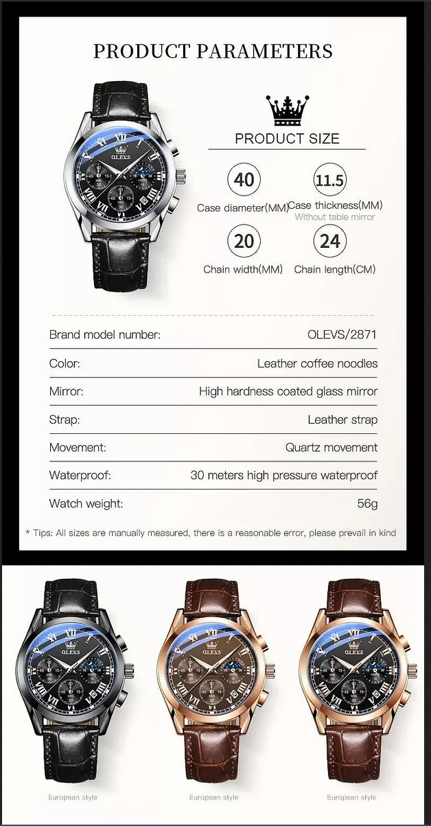 Olevs Watch 2871 Luxury Fashion Quartz Analog Watch