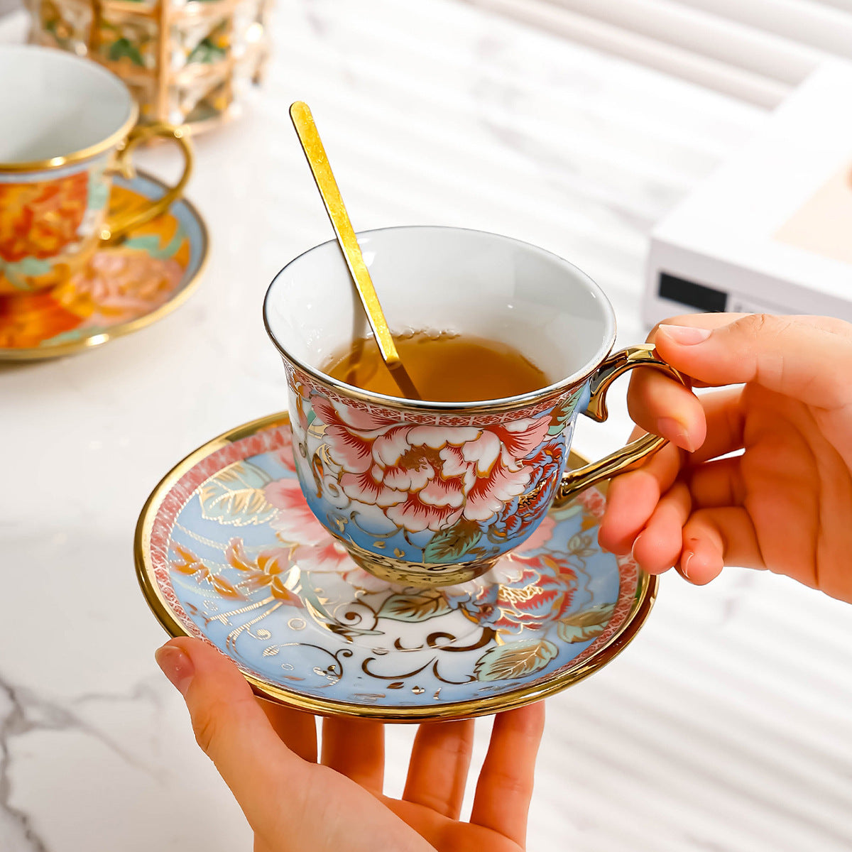 Perfk Ceramic Coffee Cup and Saucer 7oz Espresso Cup
