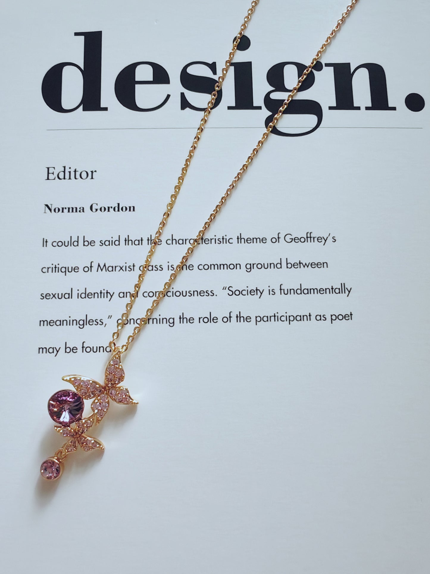 Rose Gold Butterfly & Crystal Drop Jewelry Set (Necklace & Earrings)