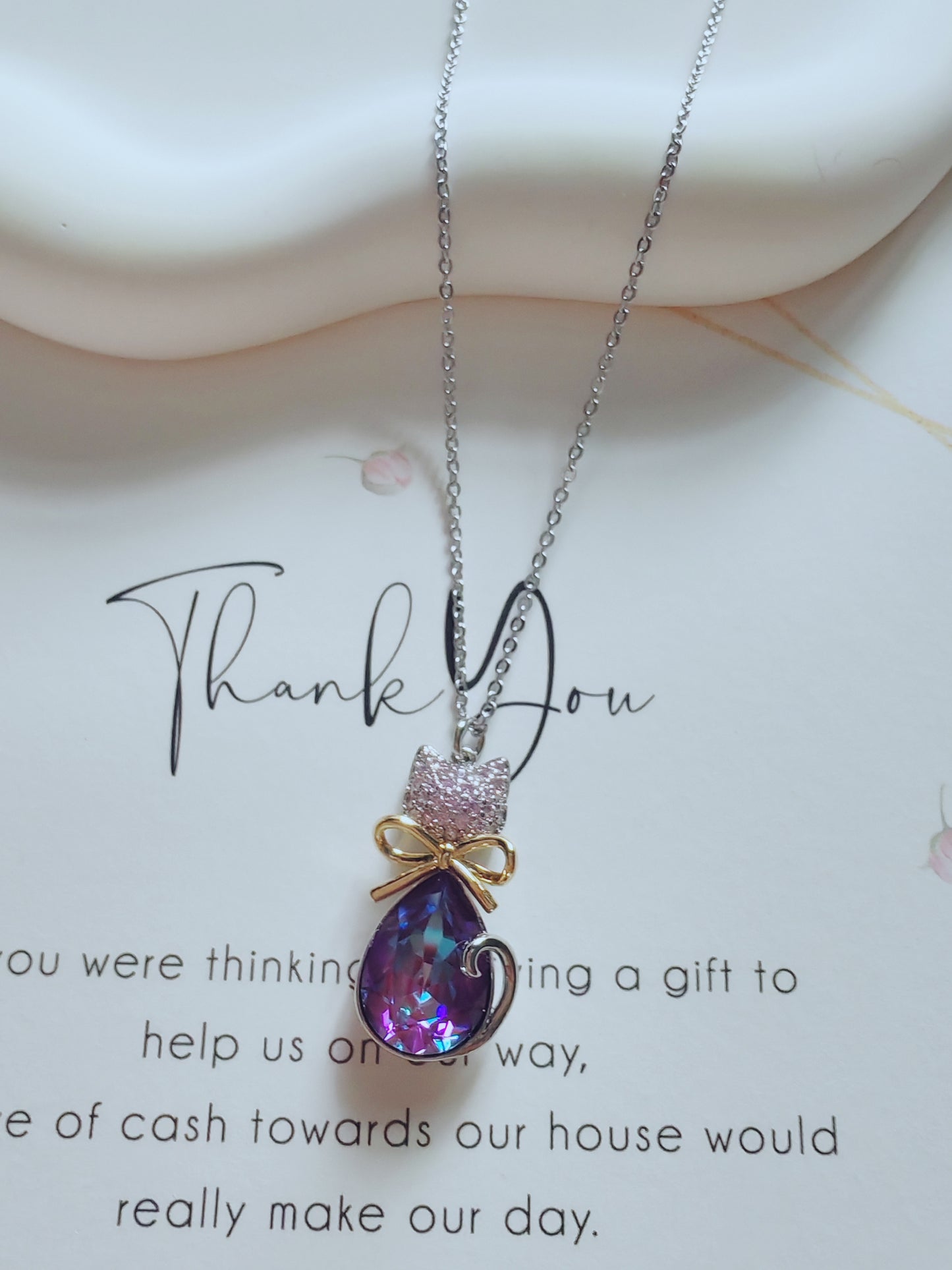 Sparkling Crystal Cat Pendant Necklace
