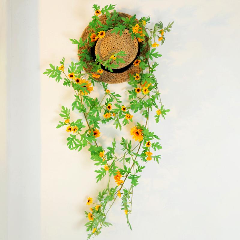 Vibrant Realistic Pastoral Arrangement Artificial Flowers Vines Sunflower