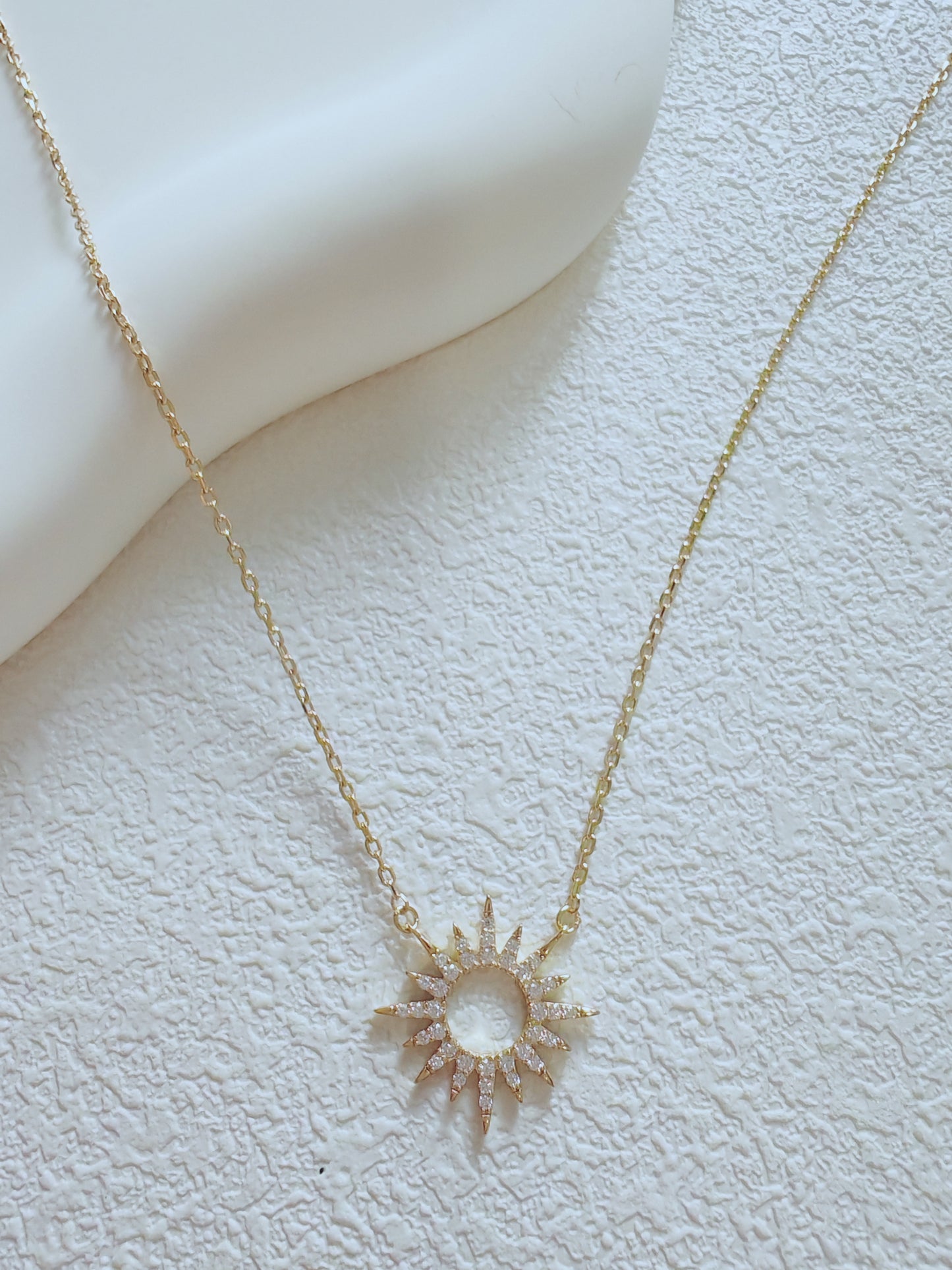 Radiant Sunburst Pendant Necklace – Gold Plated with CZ Crystals