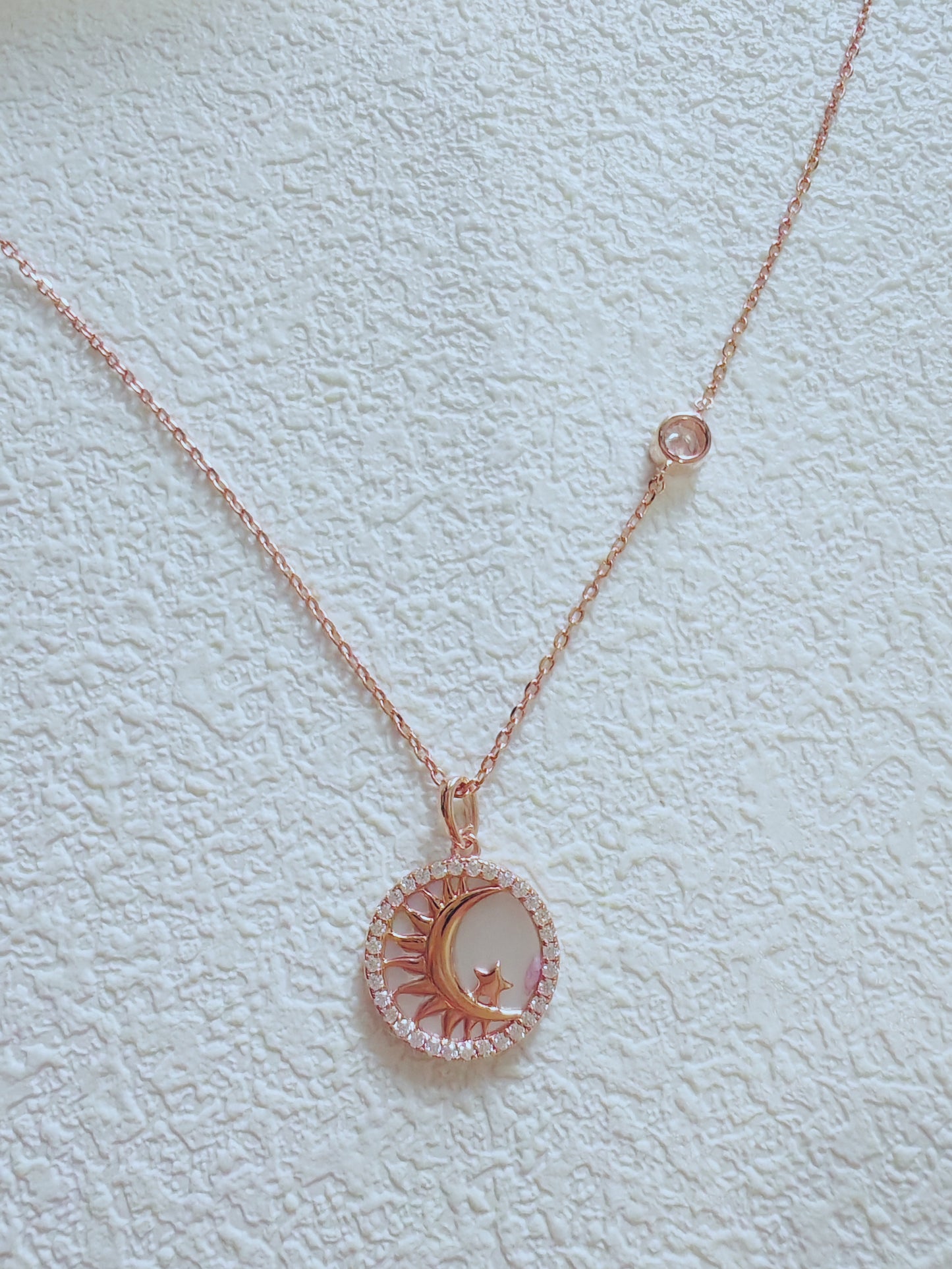 Celestial Sun and Moon Pendant Necklace – Rose Gold Finish