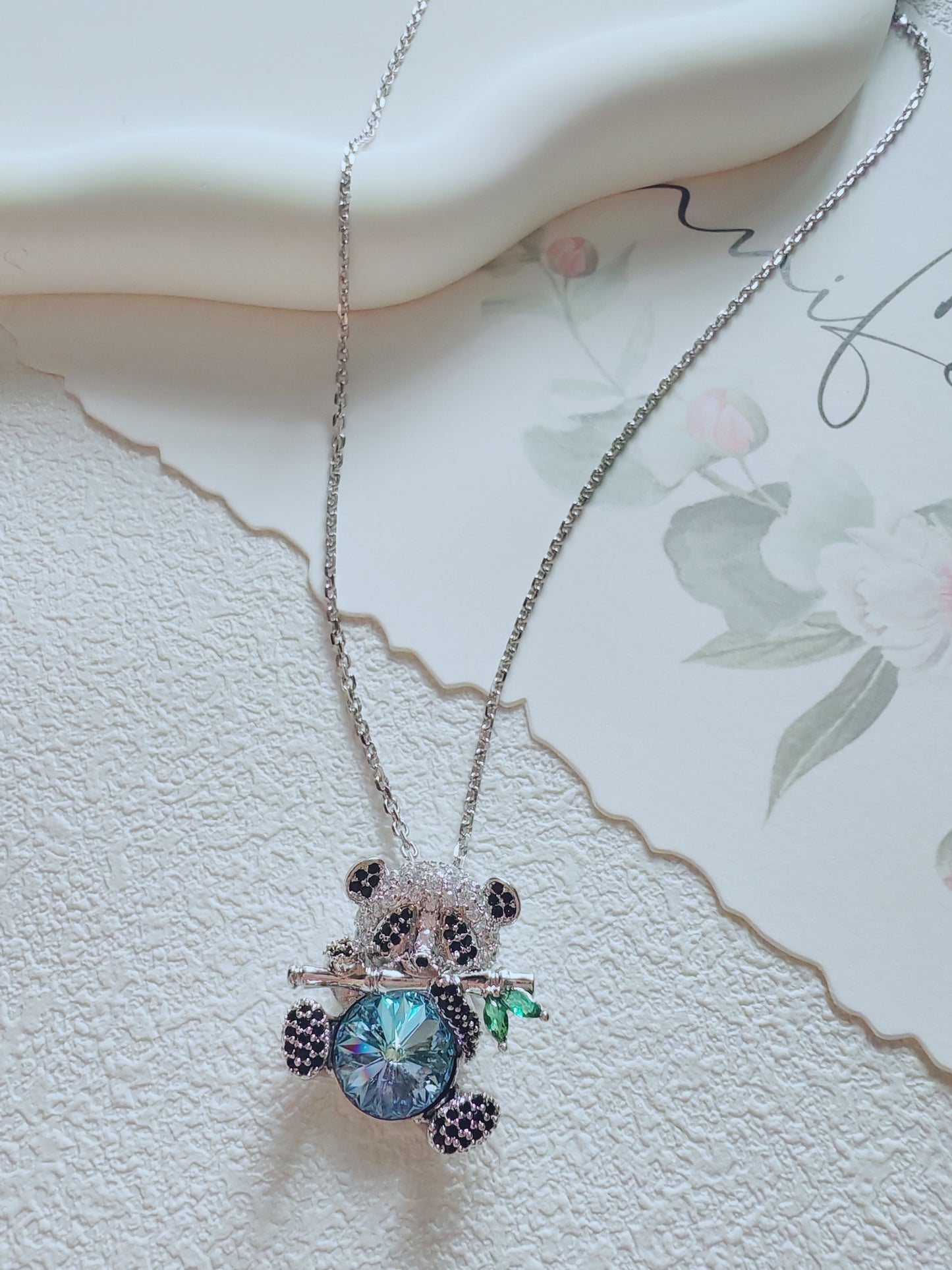 Sparkling Crystal Panda Pendant Necklace