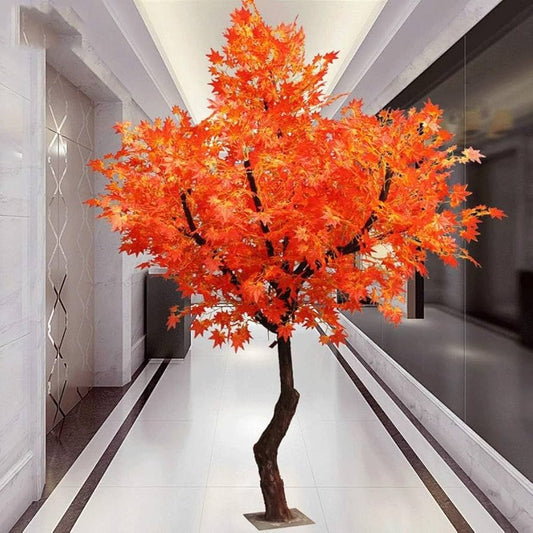 Luxury Artificial Red Maple Tree for Indoor Decor – Lifelike Fall Foliage Tree for Hotels, Offices & Events