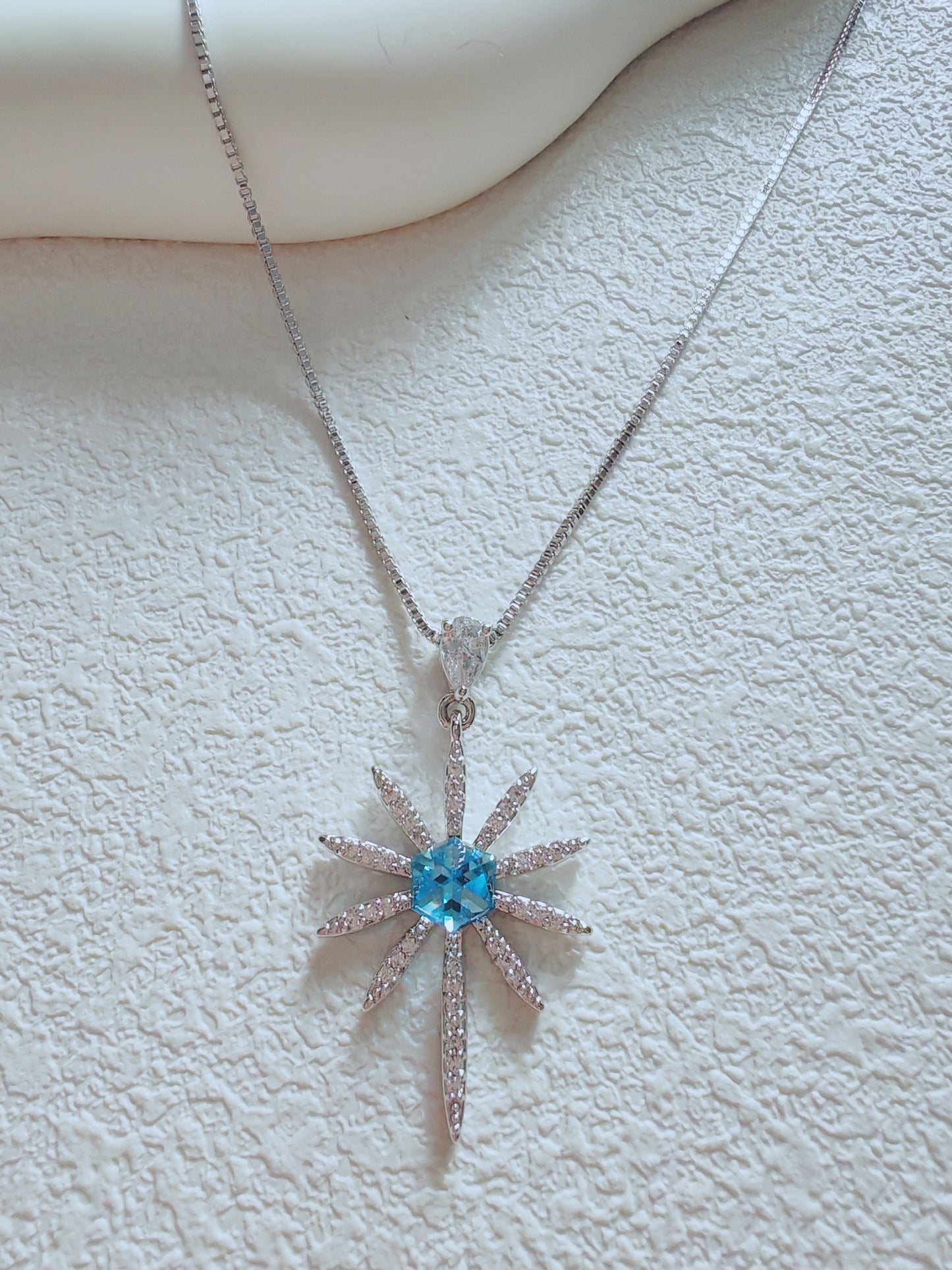 Blue Radiance Starburst Pendant Necklace