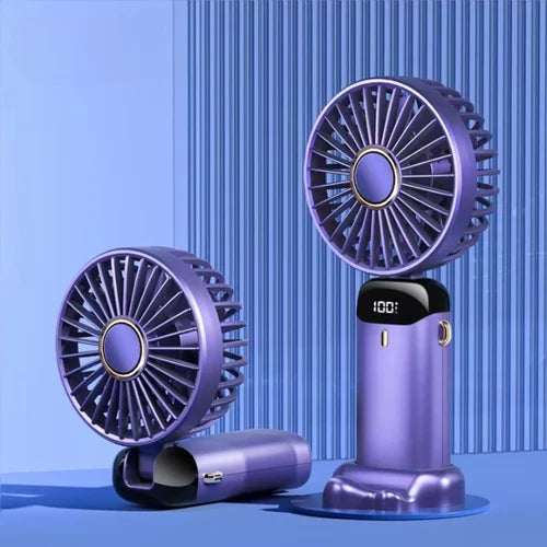Portable Handheld Fan, USB Rechargeable Personal Fan, 4800mAh, 90° Foldable Mini Desk Fan with Led Digital Display, 5 Speeds Multi-Function Fan for Outdoor Indoor