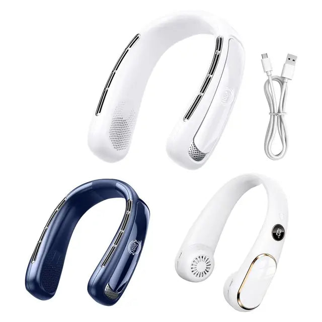 Portable Neck Fan with Large Cooling Plate, Neck Air Conditioner 360° Cooling Fans That Blow Cold Air to Back, Wearable Personal AC Quiet 6000mAh Rechargeable,3 Speeds/Refrigerations for Travel Office
