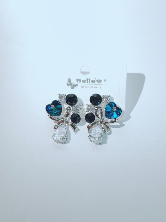 Pat Pend Alfred Philippe, Sapphire Blue & Clear Earrings S.925