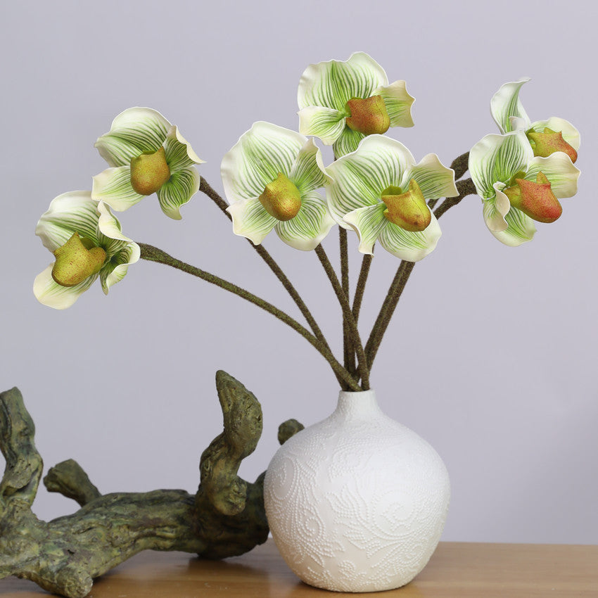 Artificial Single-stem Paphiopedilum, Slipper Orchid
