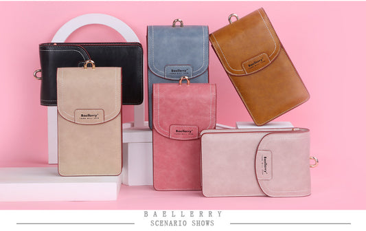 BAELLERRY N8608 PU Leather Crossbody Bag Magnetic Button Large Capacity Women Shoulder Pouch