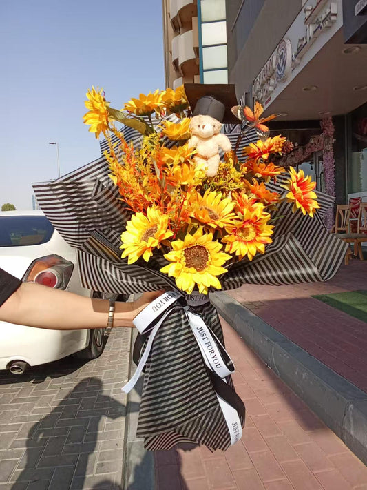 Beautiful pastel and Colourful Sunflowers bouquet flowers
