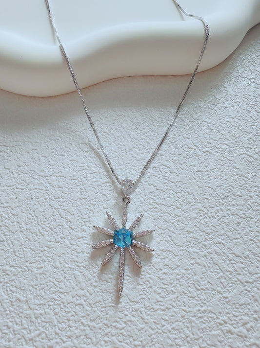 Blue Radiance Starburst Pendant Necklace