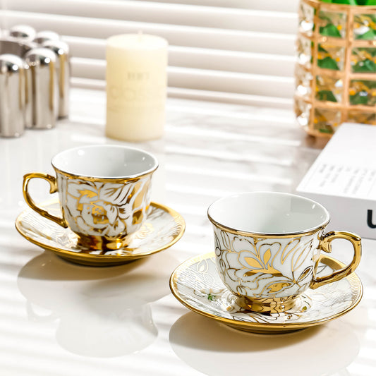 Ceramics Tea Set European Tea Cup Gold-Plated