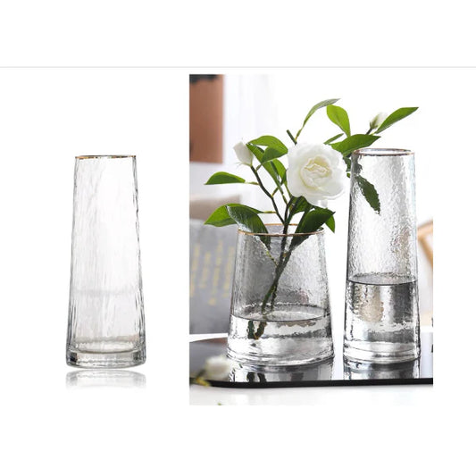 Cone Shaped Glass Vase Patterned