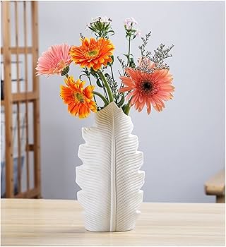 Durable White Resin Maple Leaf Vase