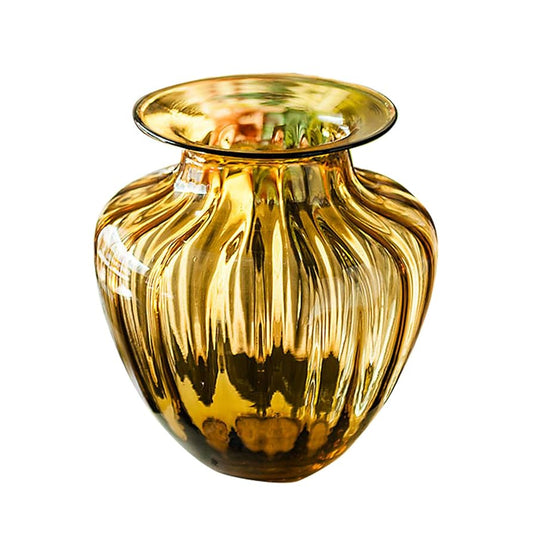 Light Brown Ribbed Glass Vase
