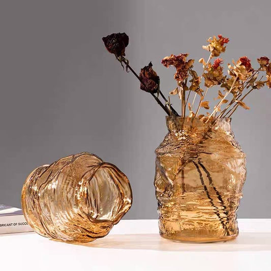 Modern Minimalist Nordic Geometric Yellow Glass vase