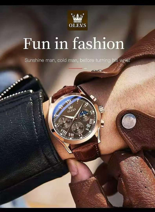 OLEVS 2872 Classic Leather Quartz Watch