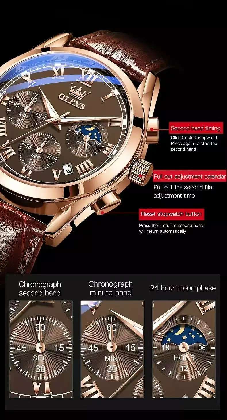 OLEVS 2872 Classic Leather Quartz Watch