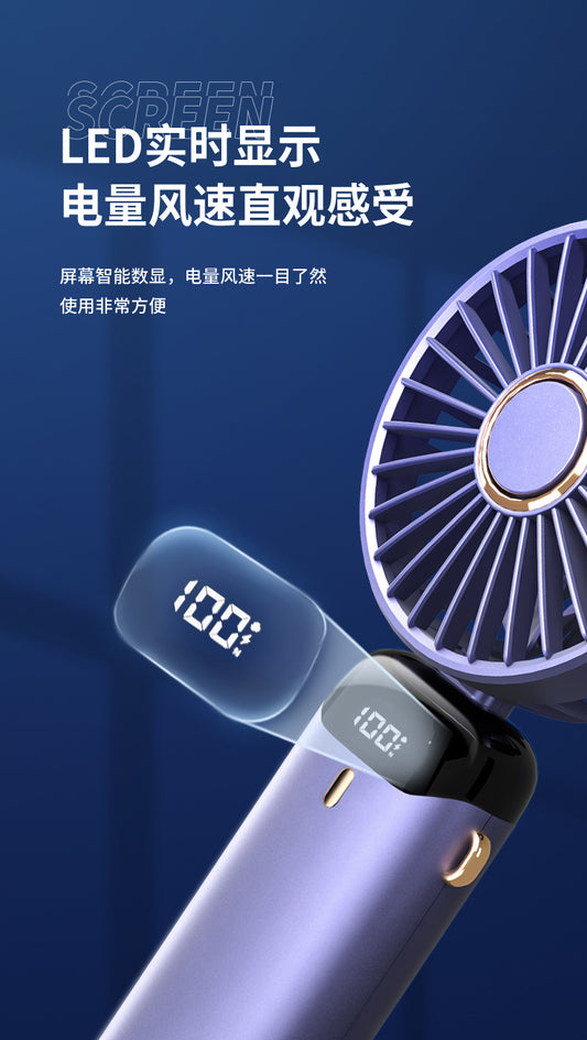 Portable Handheld Fan, USB Rechargeable Personal Fan, 4800mAh, 90° Foldable Mini Desk Fan with Led Digital Display, 5 Speeds Multi-Function Fan for Outdoor Indoor