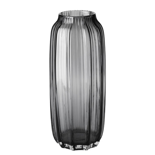 Ribbed Hand Blown Solid Color Art Glass Vase