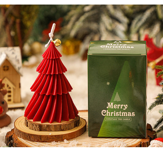 Scented Candles with Christmas Elements, Red Christmas Tree Styl