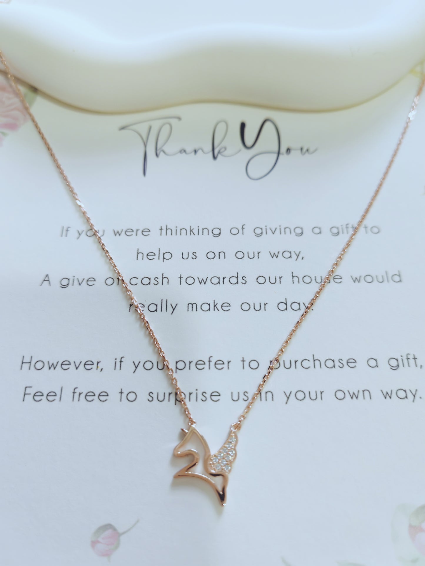 Rose Gold Pegasus Necklace – Dainty Mythical Horse Pendant with Crystal Wings