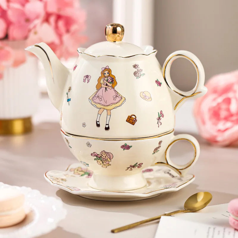 Whimsical Doll-Inspired Stackable Teapot & Teacup Set
