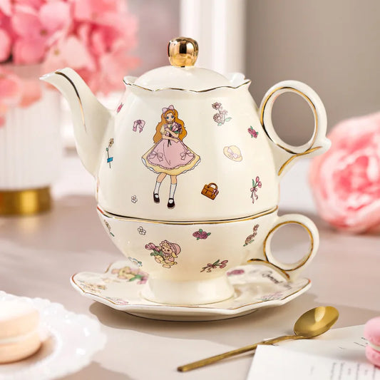 Whimsical Doll-Inspired Stackable Teapot & Teacup Set